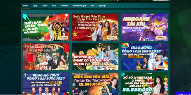 Khuyến mãi casino loto188 ngập tràn ưu đãi hấp dẫn