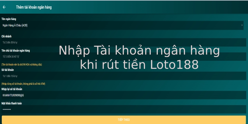 Nhập dữ liệu ngân hàng khi rút thưởng tại điểm giải trí