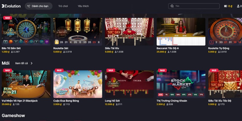 Live Casino nhiều game hot